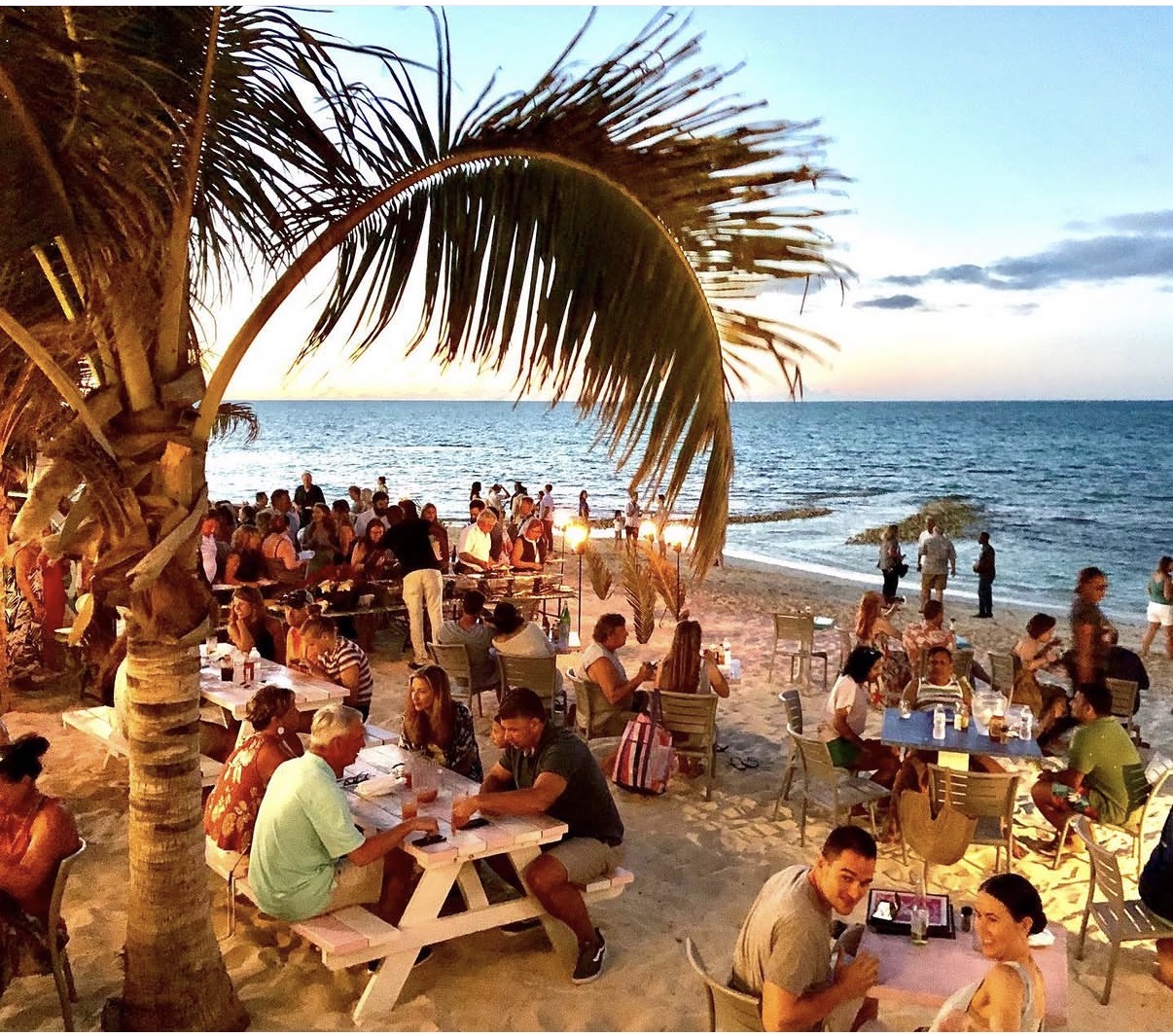 Da Conch Shack beach party at night